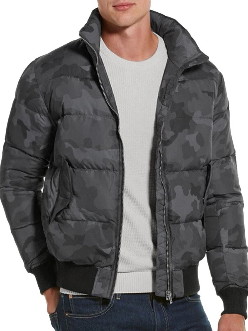 NEW $300 Slate & Stone Victor Camo Puffer Parka! L Gray Camo Quilted Down Fill